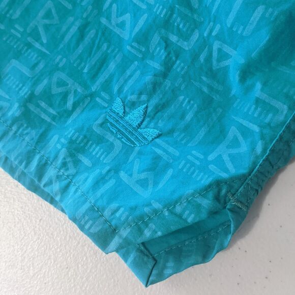 Vintage Adidas Swim Trunks Board Shorts Mens Small Lined Trefoil 90s Teal Nylon - Picture 2 of 9